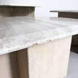 Tables gigognes en travertin années 1980