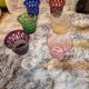 6 large coloured crystal goblets - Saint Louis Bac style