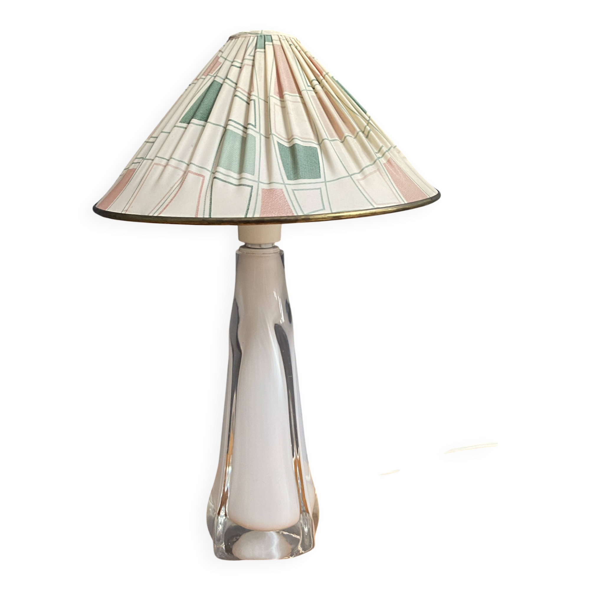 Lampe de table en verre blanc, années 60