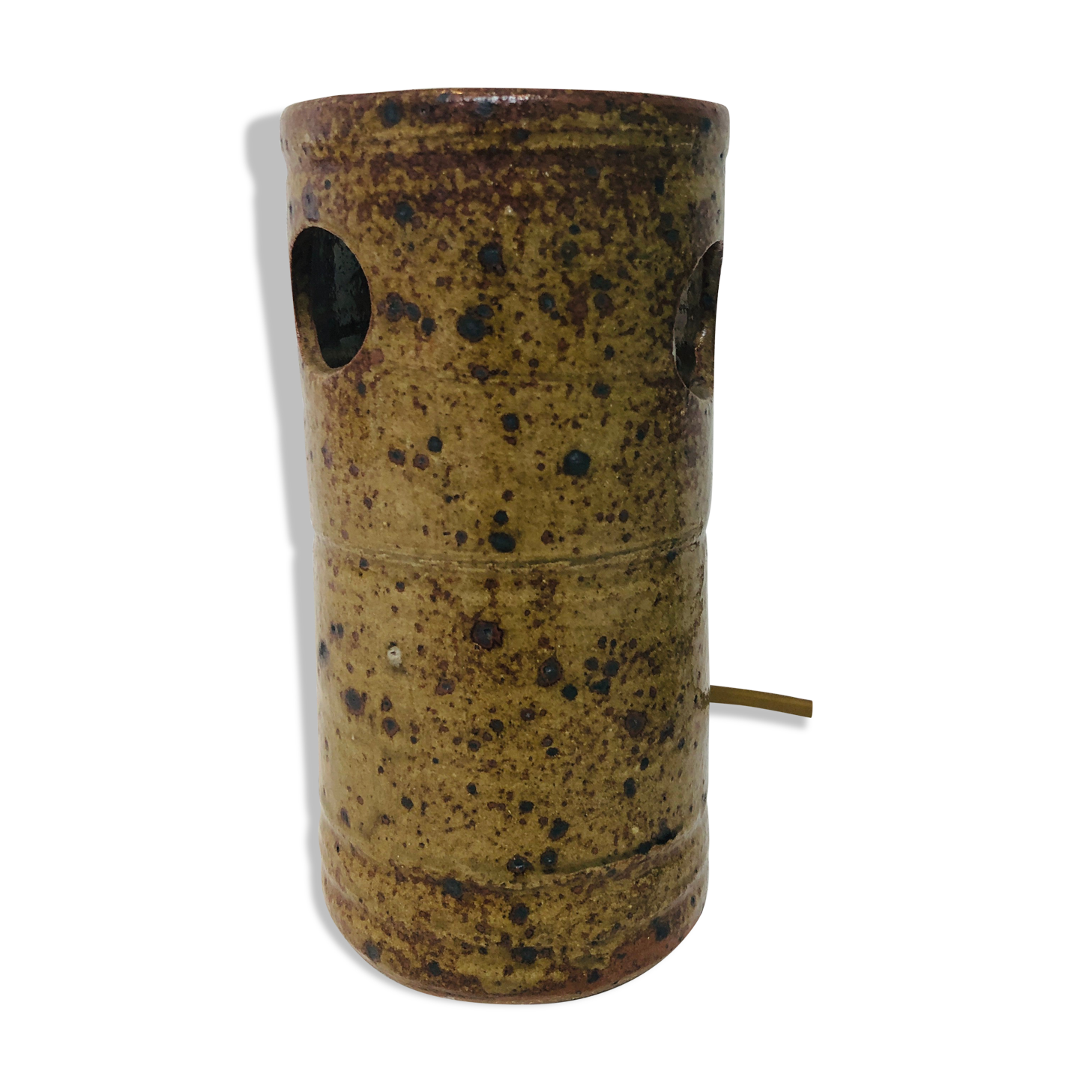 Enamelled green sandstone lamp, 1970