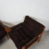 Paire fauteuils velours 70