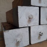 Lot 10 tiroirs anciens atelier poignées bronze