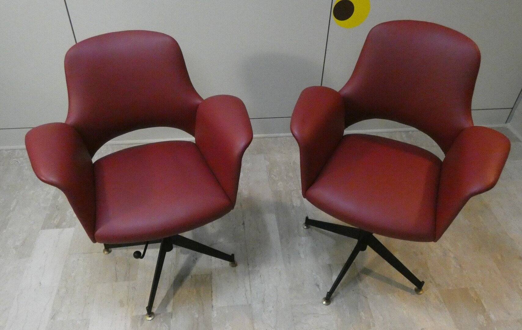 Set of 2 vintage swivel chairs in vinyl, 1960s