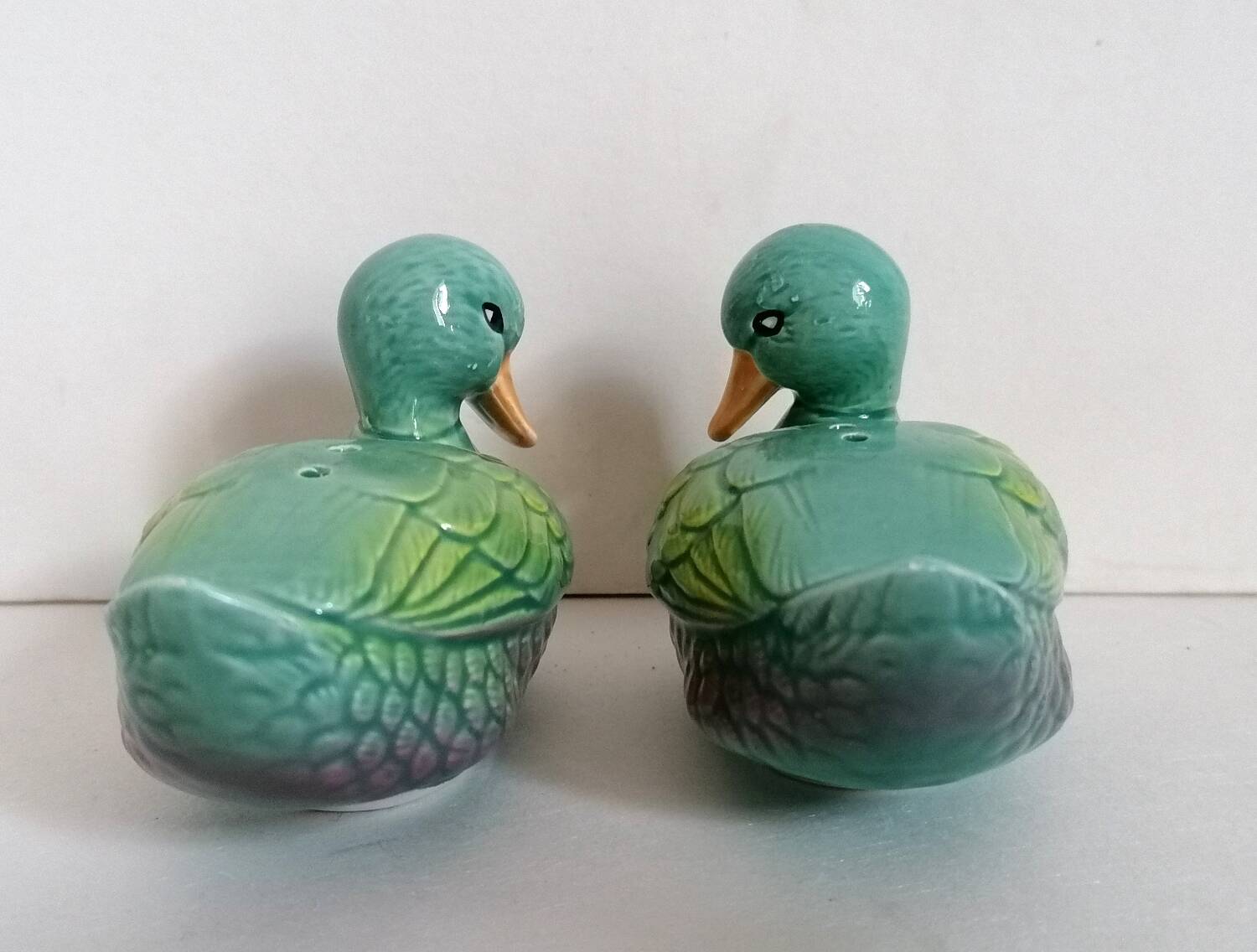 Salière poivrier canard barbotine zoomorphe