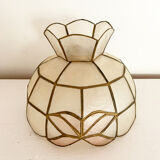 Vintage mother-of-pearl lampshade with pink flowers