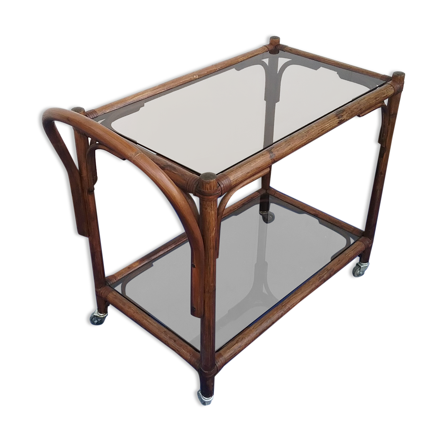 Vintage bamboo rolling trolley