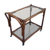 Desserte vintage roulante en bambou