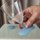 Set of 4 Vintage Frosted Blue & White Cocktail / Water Glasses