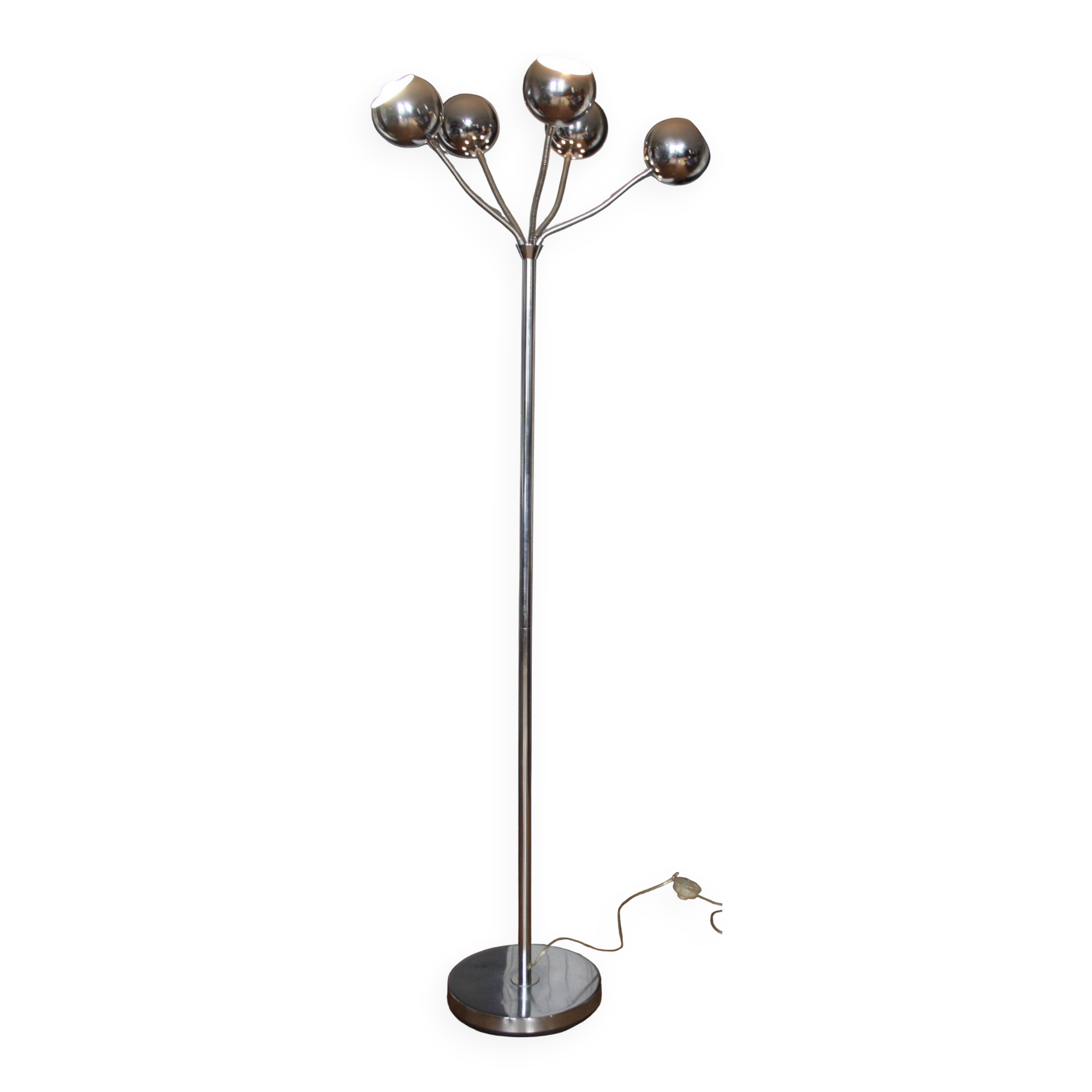 Flexible chrome eye ball floor lamp