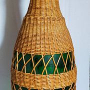 Pied de lampe bouteille XL habillée de rotin années 50
