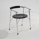 4 chaises en métal chromé et cuir noir, années 1980
