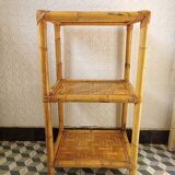 70's rattan and bamboo shelf