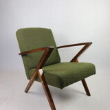 Vintage olive green boucle armchair, 1970s