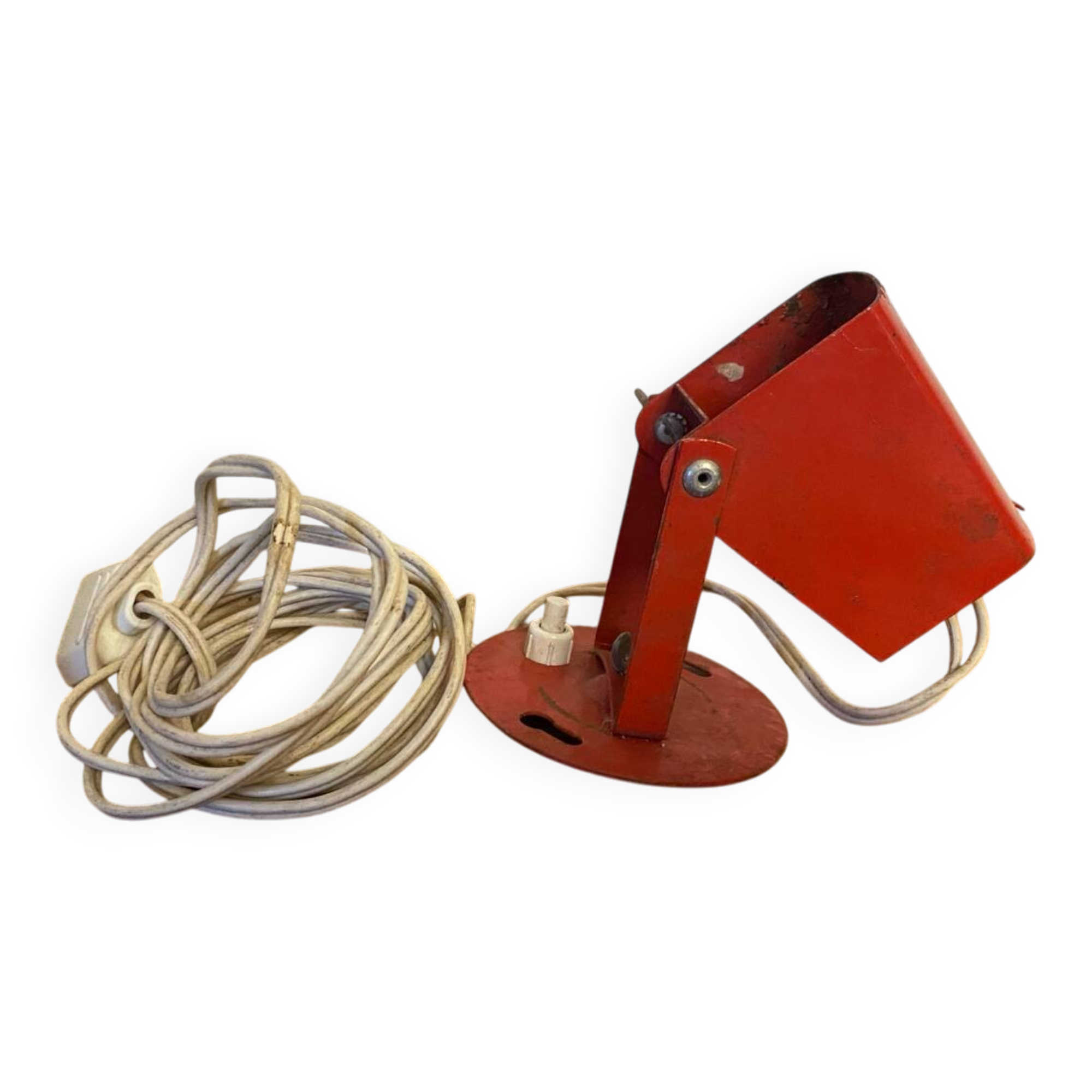 Vintage lita wall lamp, red metal, mategot design, 1950s