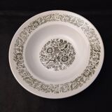 Plat de service creux ancien en porcelaine Motif Floraux verts