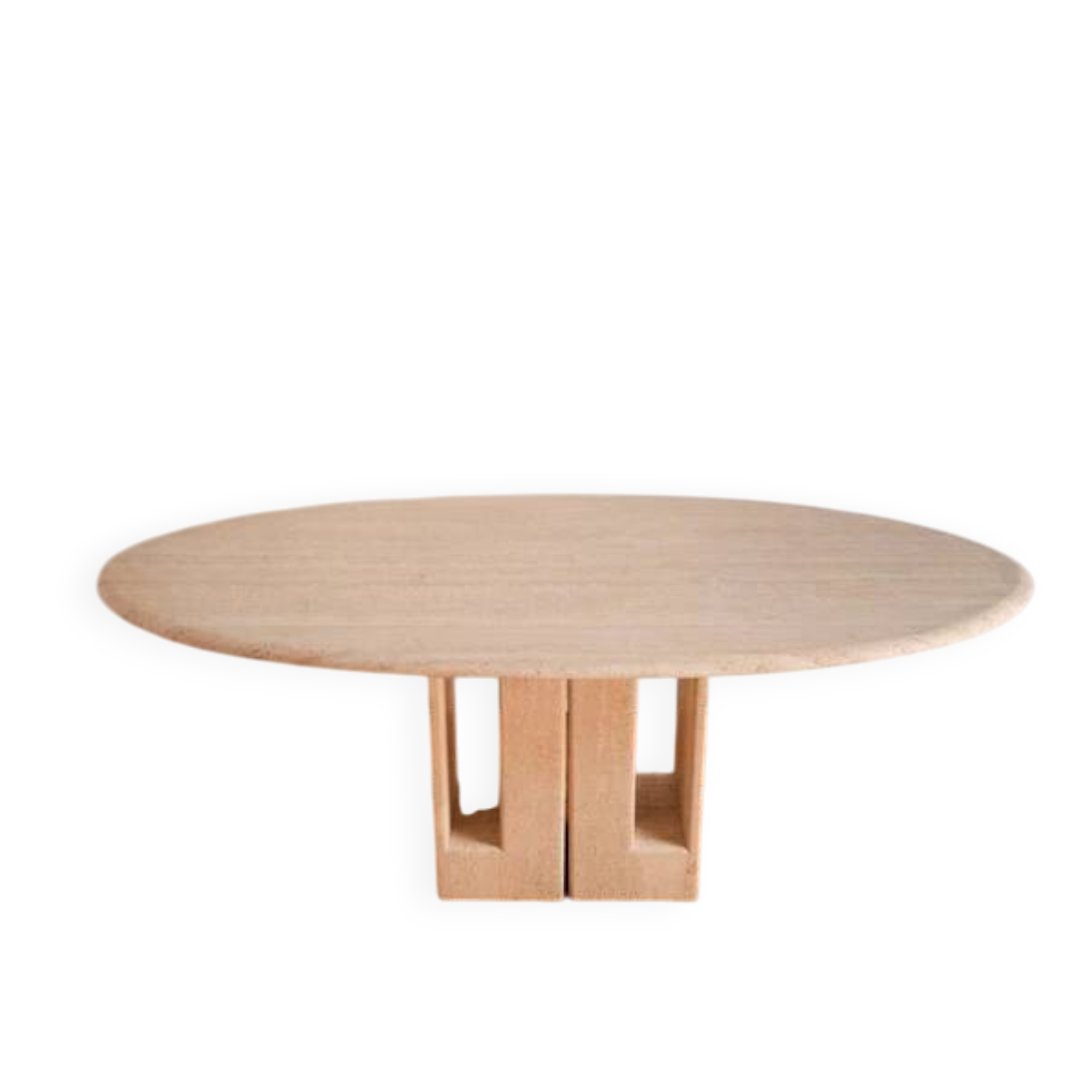 Oblong travertine dining table