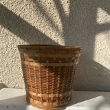 Vintage braided wicker pot cover