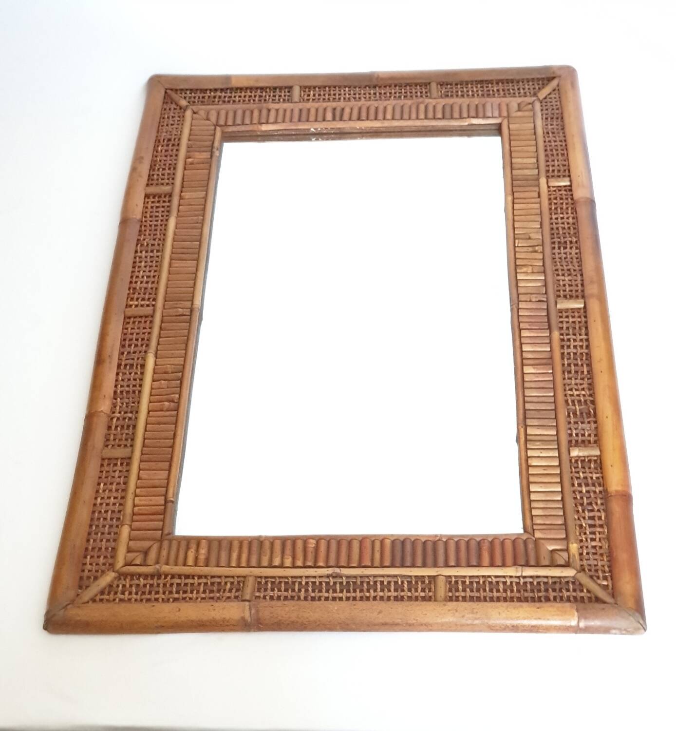 miroir bambou rotin Italie XXe 1940-1950
