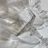 Set of 6 glasses of champagne 19th with flat sides and scales