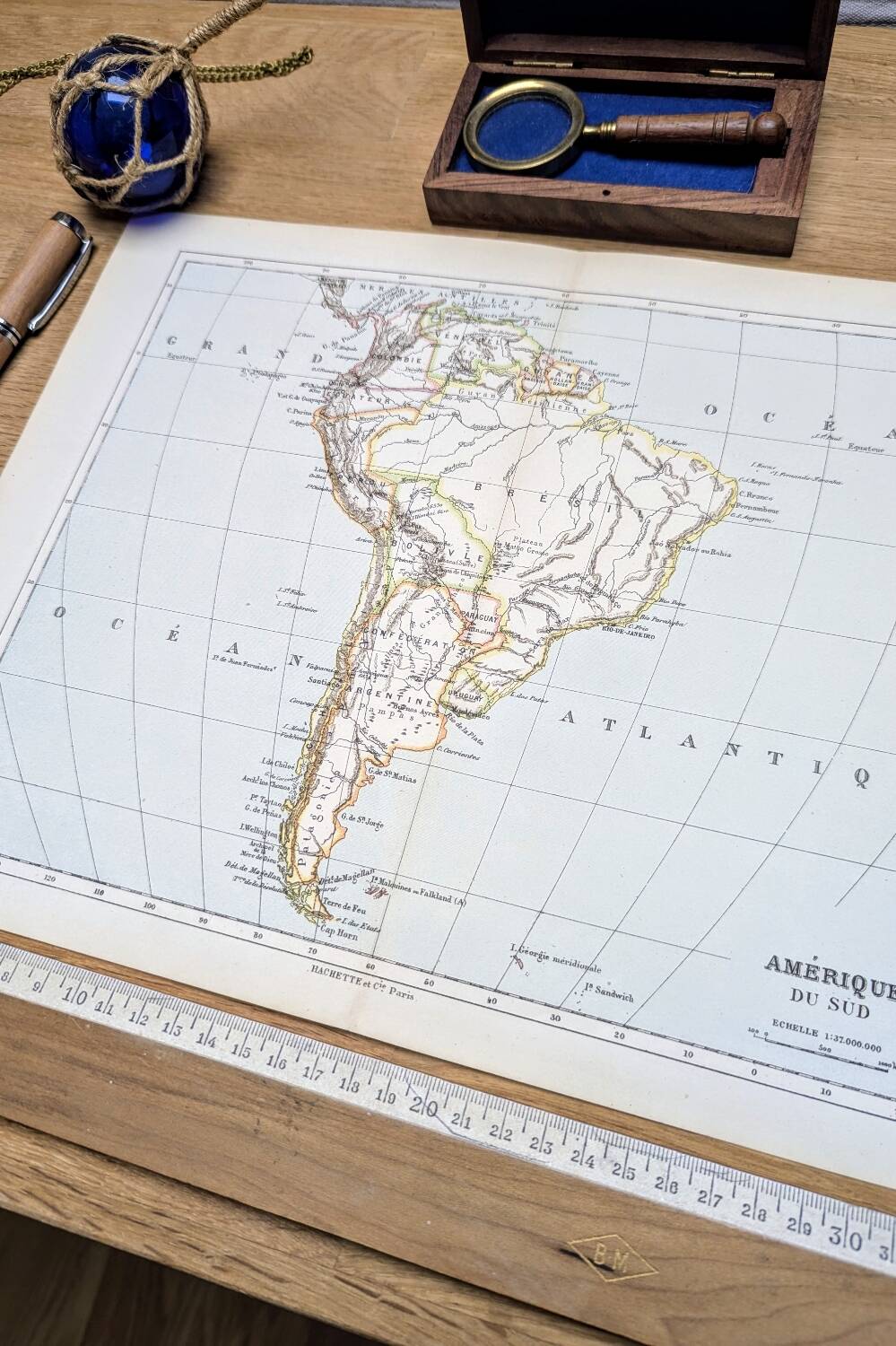 South America, vintage map, 1887, Authentic