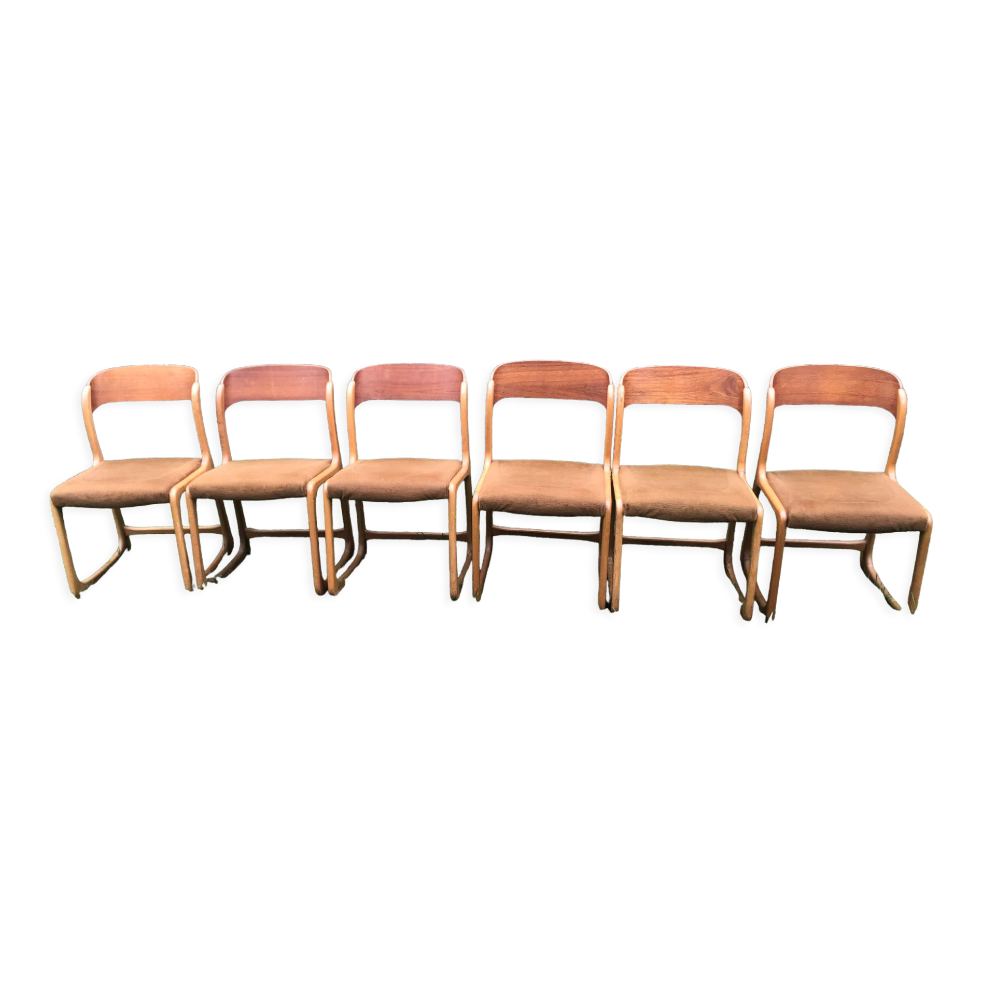 Set of 6 Baumann sleigh foot chairs 60s