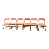 Set of 6 Baumann sleigh foot chairs 60s