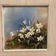 Mid-Century Oil on Panel “Flowers” by G. Sigrand, Vintage & Framed 24 × 24 cm