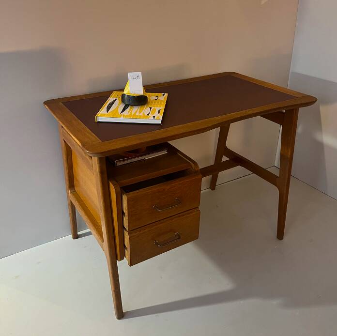 Solid oak and leather desk