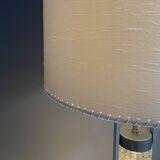 Glass base floor lamp with silk shade by Richard Essig for Besigheim 1970s