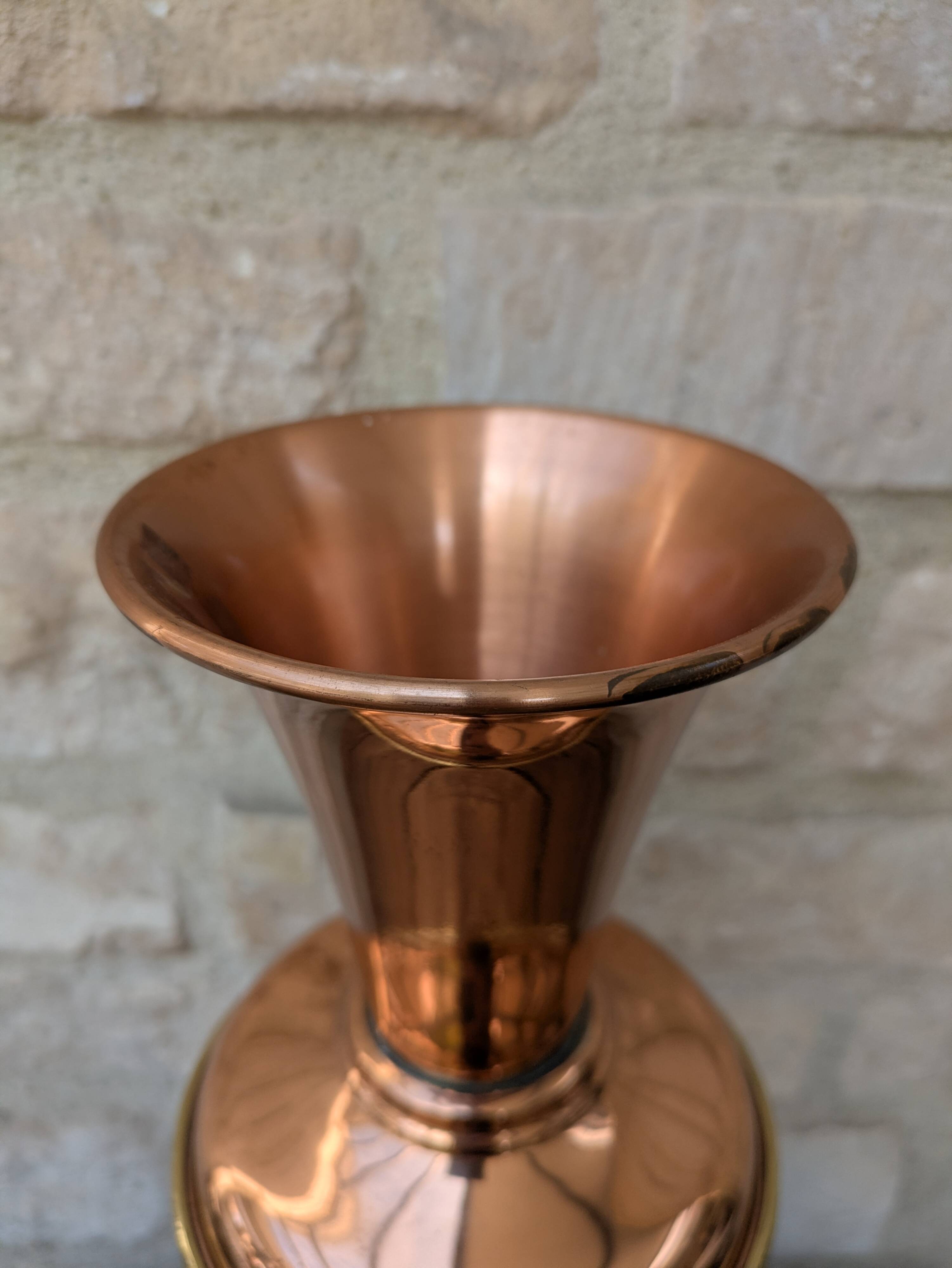 Ancient large copper vase from Villedieu les Poêles Gaor H37.5cm