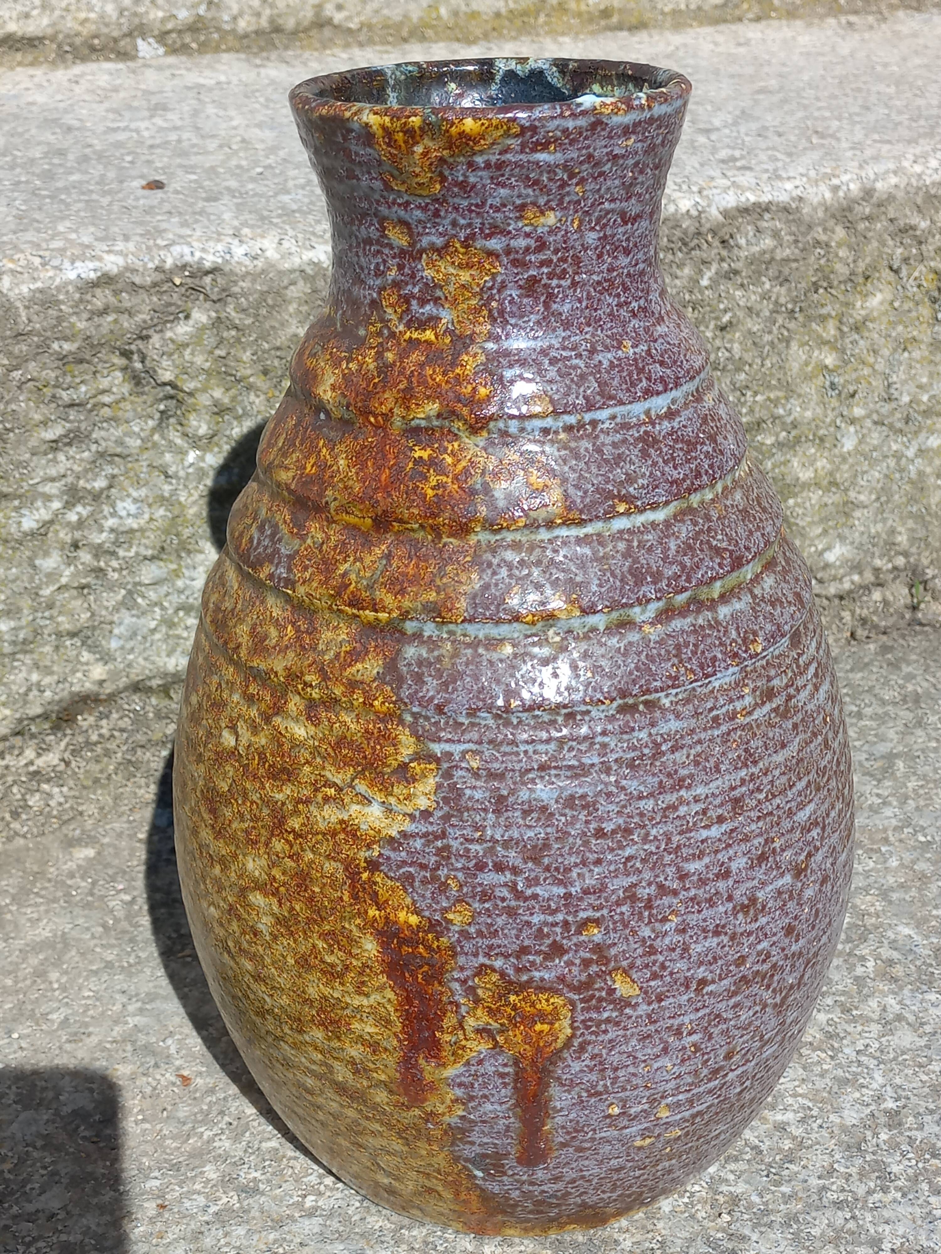 Ceramic vase from Accolay, 27cm, from the 1970s.