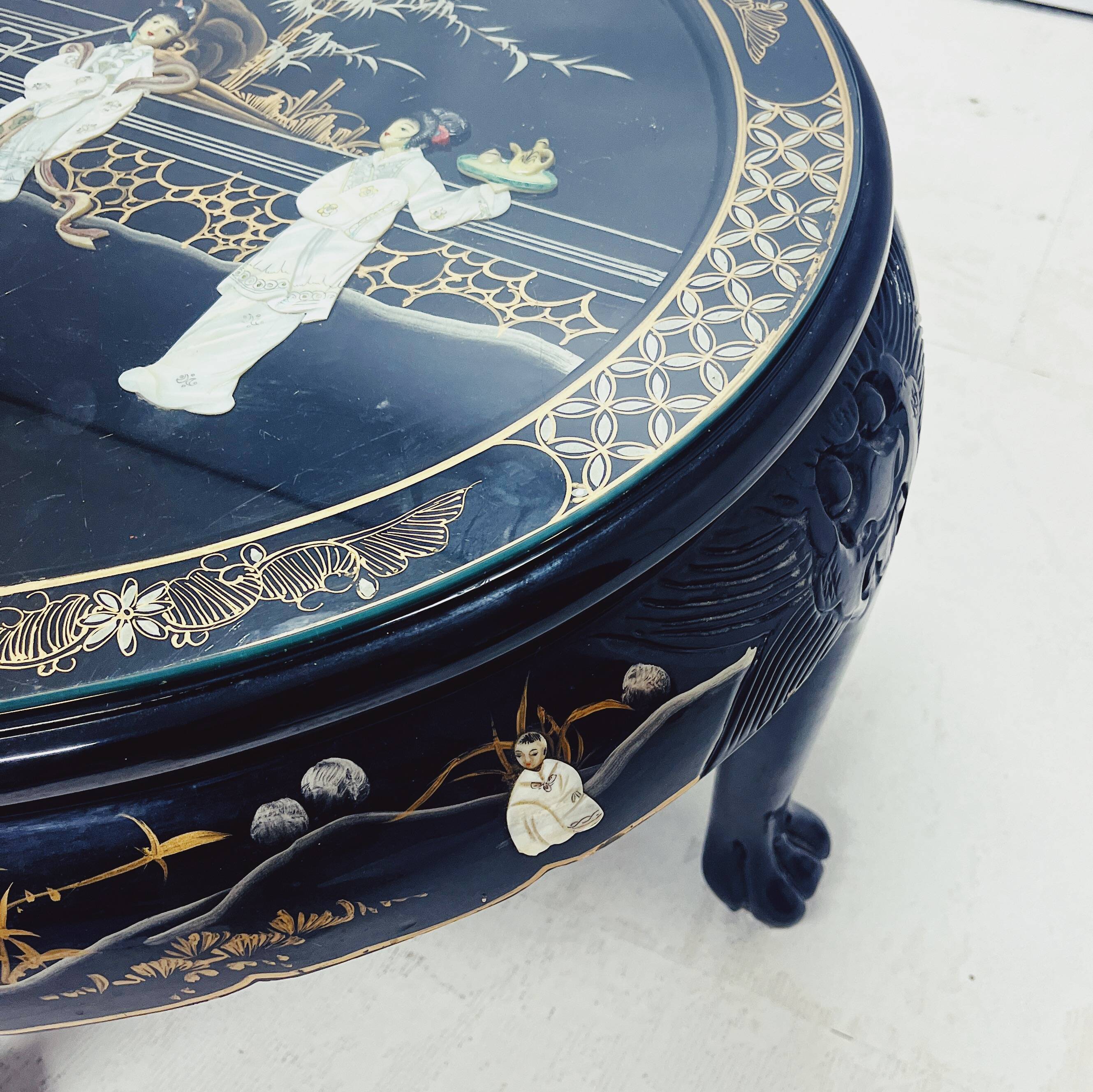 Chinese Coffee Table with 6 Matching Stools