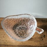 Vintage Krema advertising pressed molded glass bowl in the shape of a strawberry