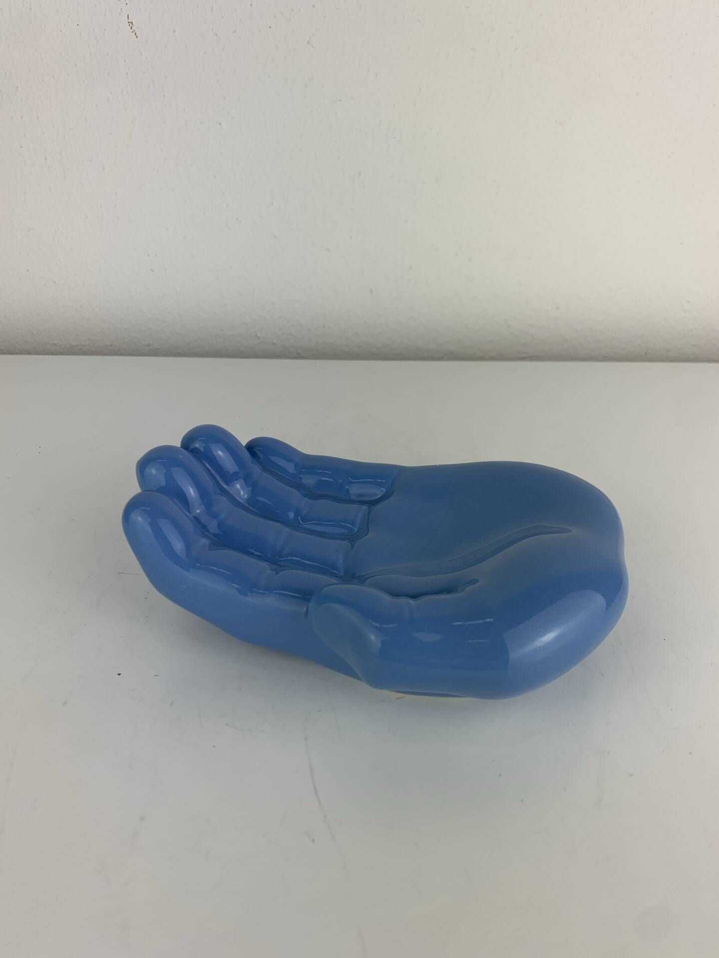 Blue ceramic hand dish, vintage