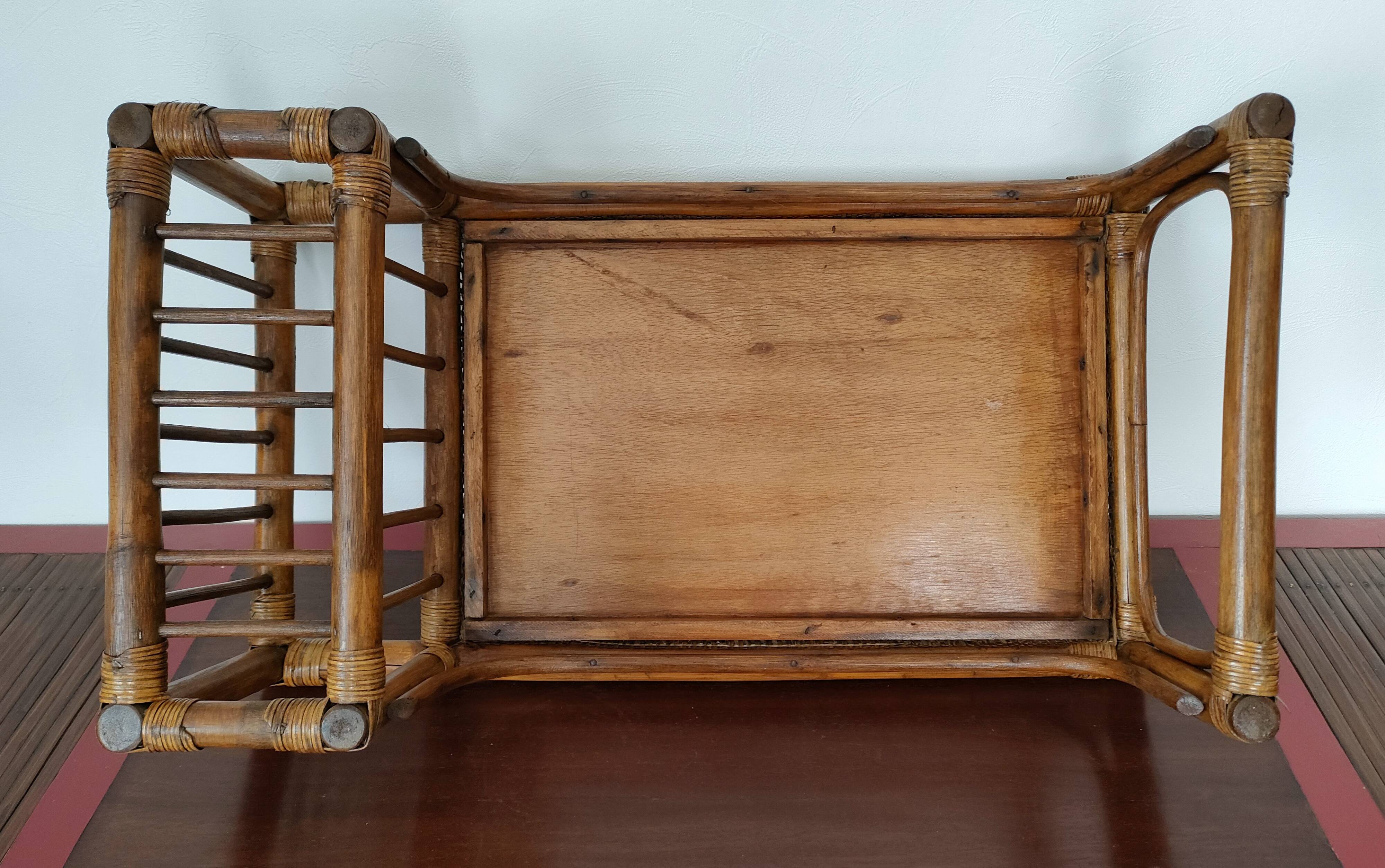 Large vintage serving tray, rattan and wicker - Indonesia - 1950s/1960s