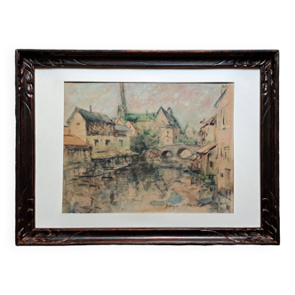 Authentic and signed watercolor in perfect condition - 1950