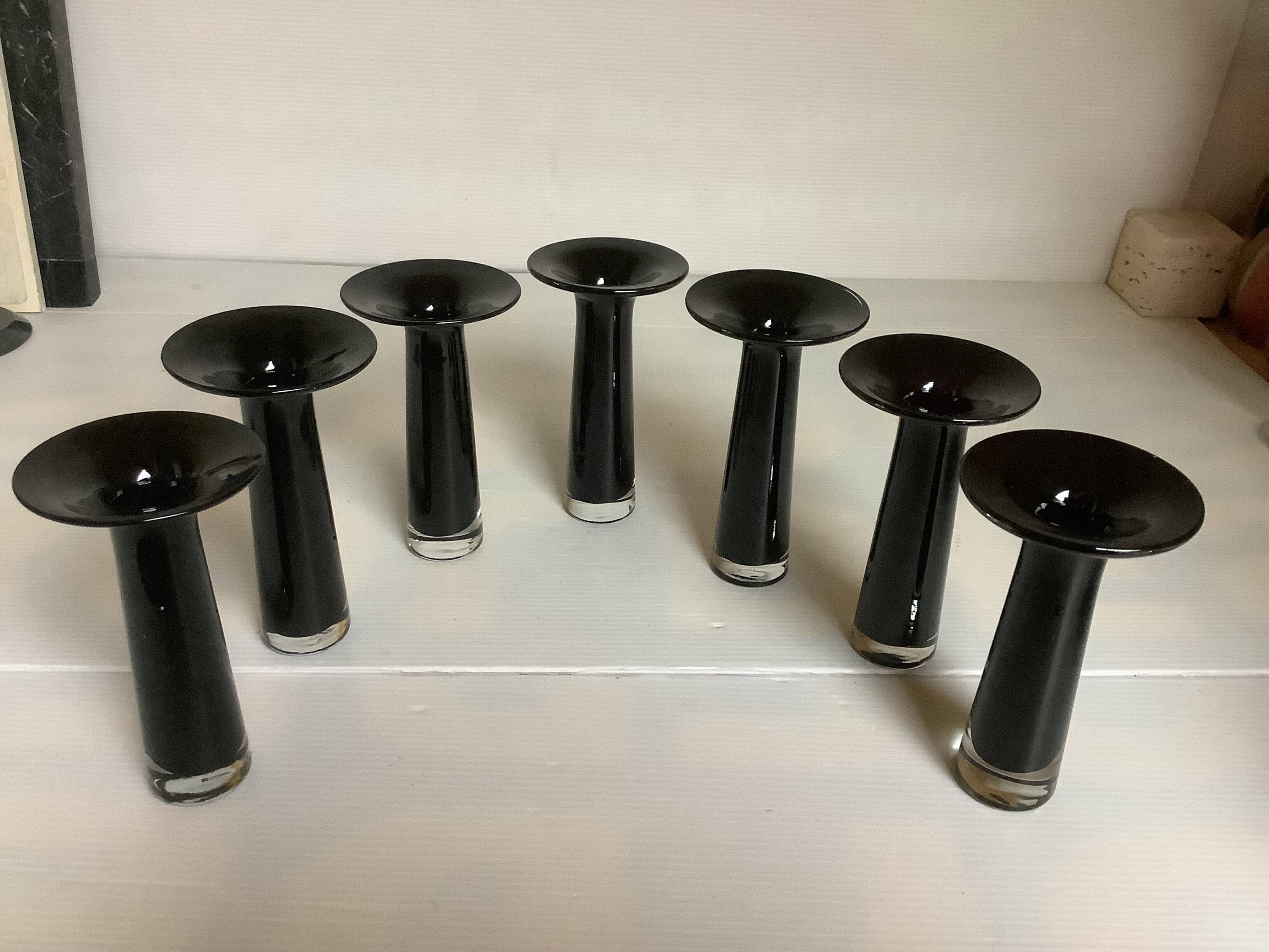 Seven glass paste candle holder vases by Maria Vinka