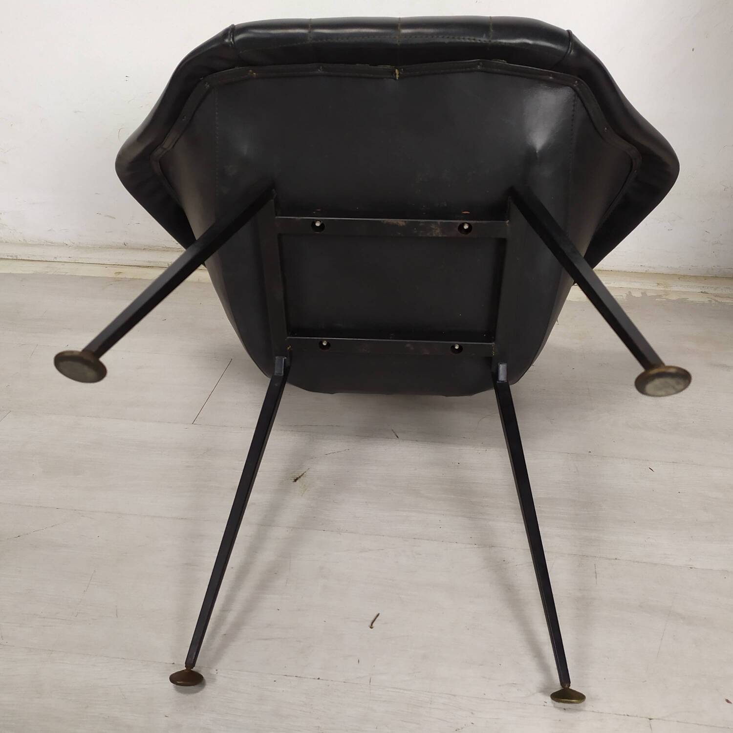Vintage black skai armchairs