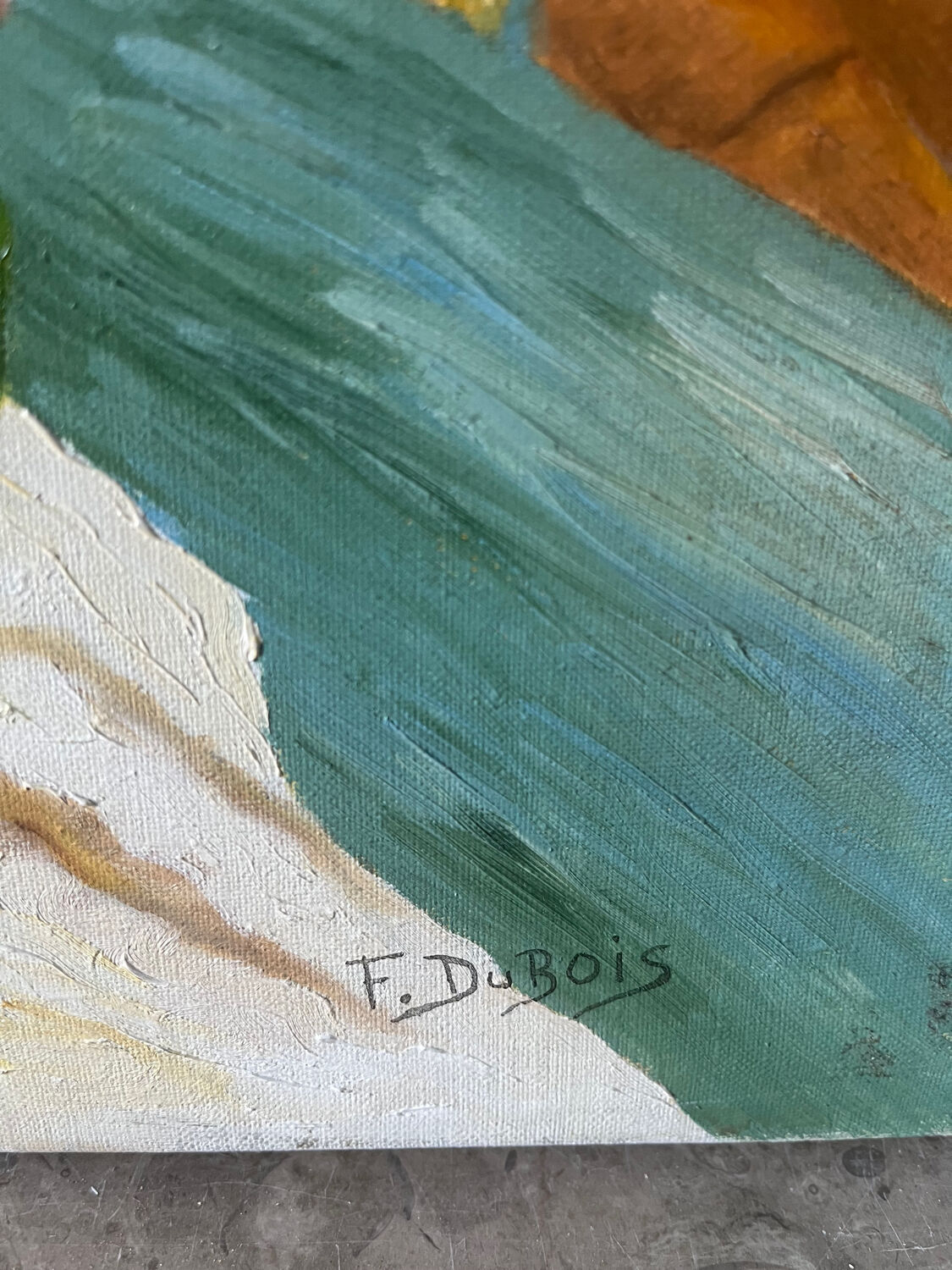 Still life with flowers, bread, apples and chair, signed