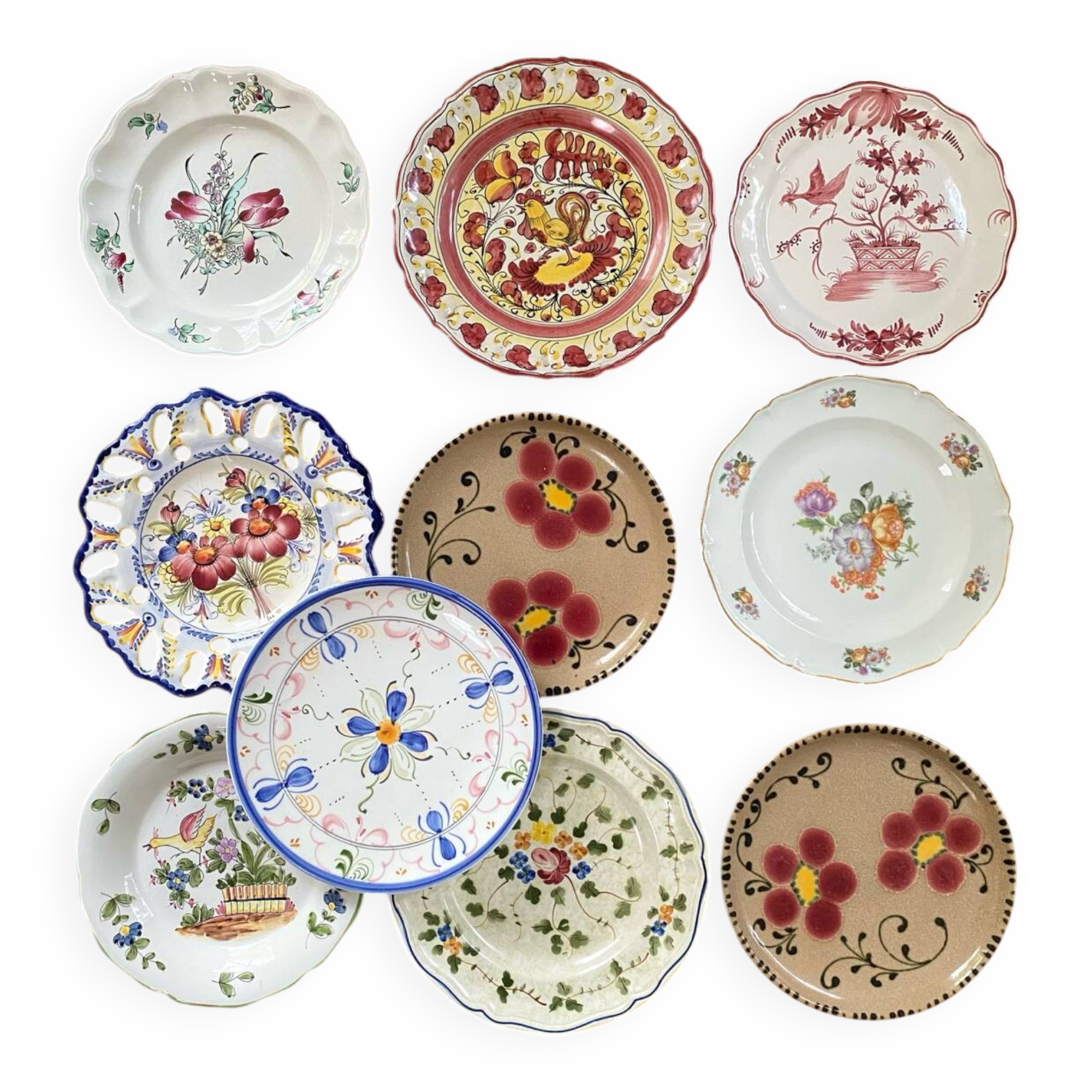 Mismatched antique plates
