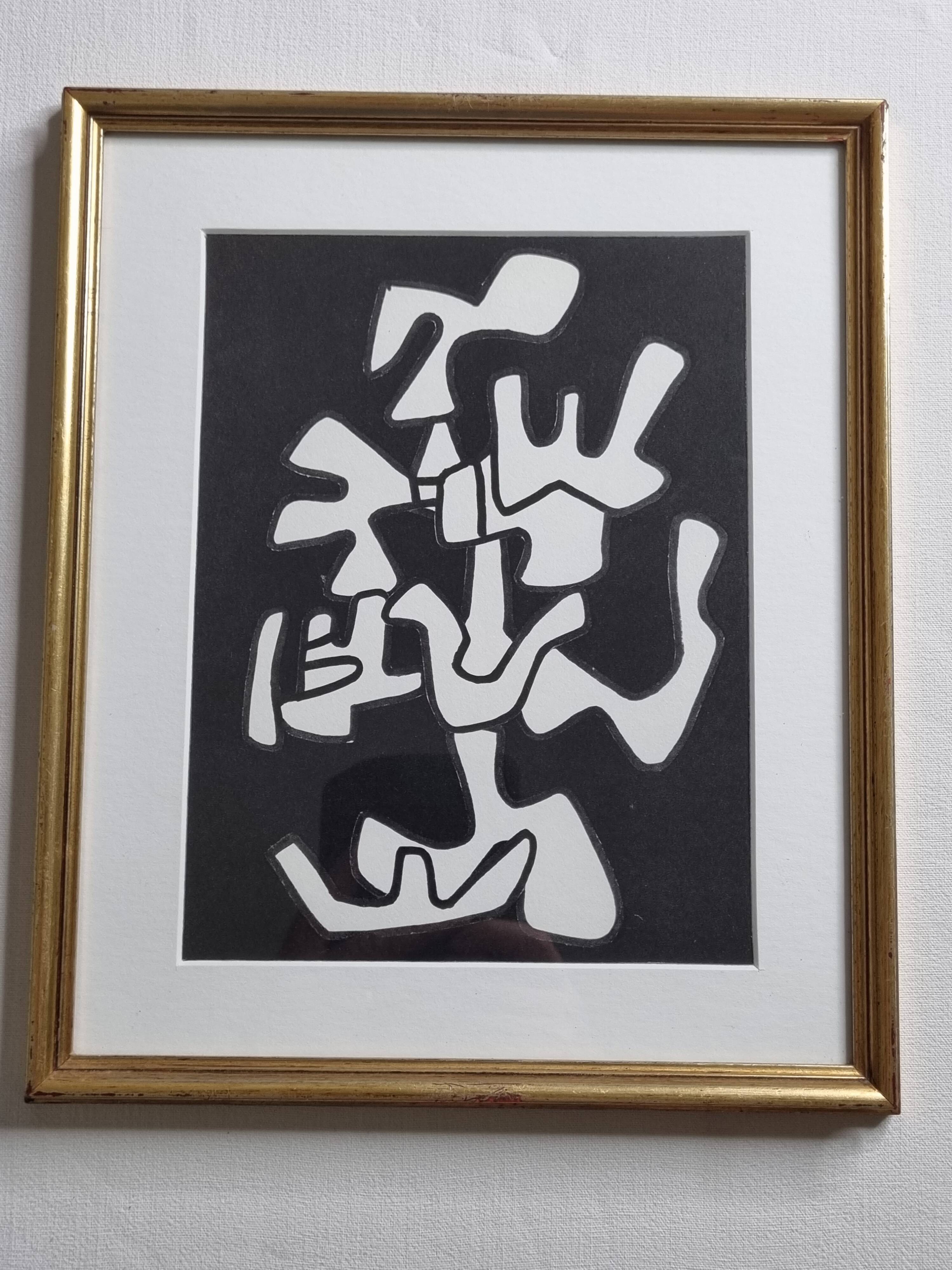 Screenprint after Jean Dubuffet, framed under glass, gilded frame, 24 x 28 cm