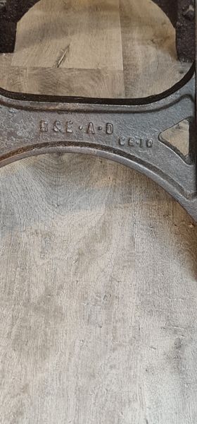 Industrial table top solid oak machine foot cast iron