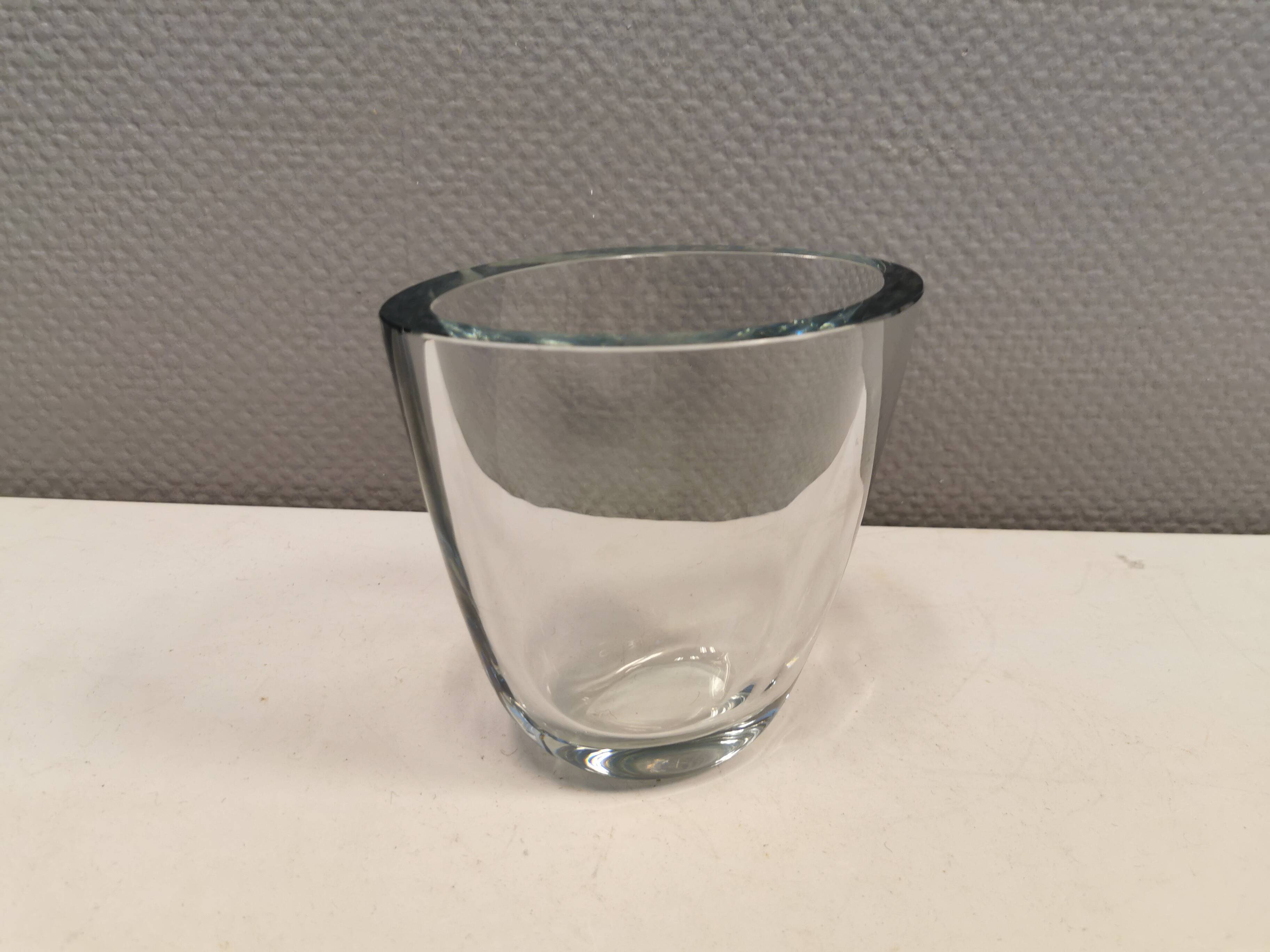 Large and heavy glass vase from Swedish Orrefors Glassworks.