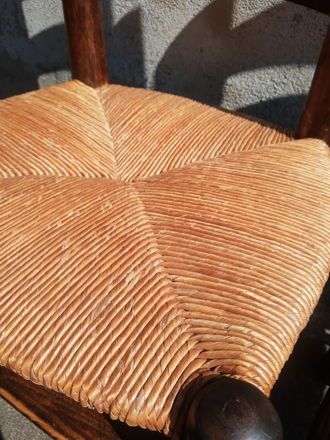 Pair of brutalist wood mulched chairs