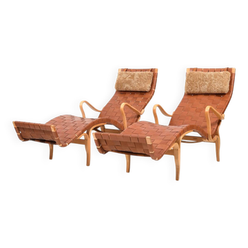 Paire de chaises longues vintage Pernilla-3 par Bruno Mathsson