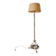 Wrought iron floor lamp, new 3m fabric cable, paper shade.