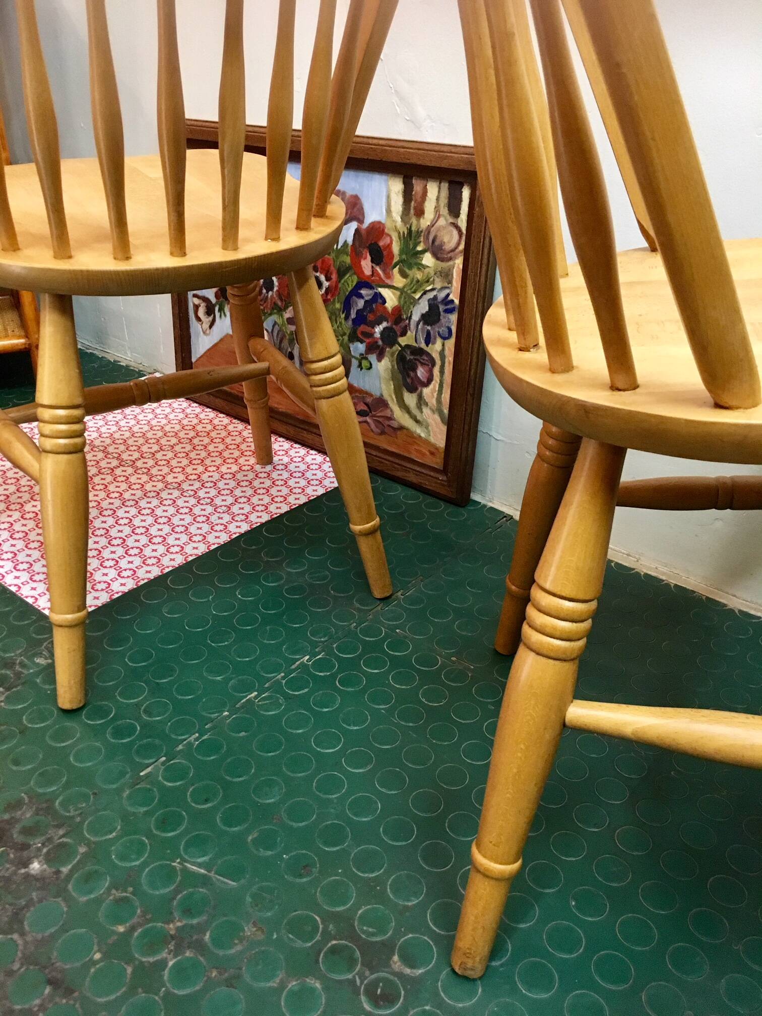 Pair of vintage windsor beech chairs