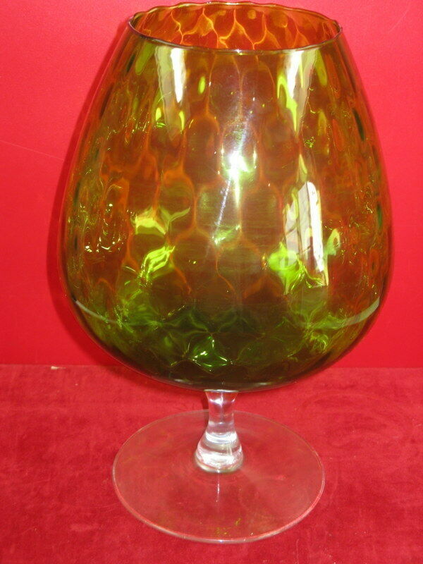 70' vintage cognac glass-shaped green vase
