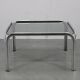 Table basse carrée italienne en chrome et verre des années 1970