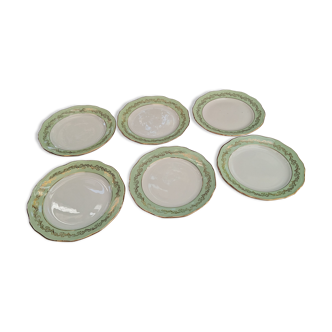 6 old L'Amandinoise dessert plates